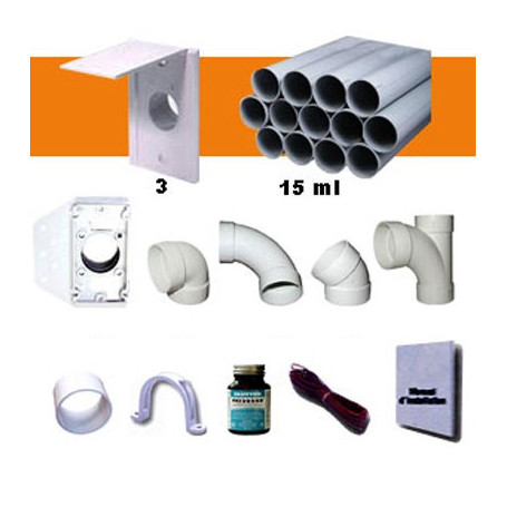 Kit installation 3 prises grande porte Pvc