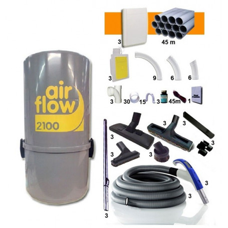 Airflow 2100w + 3 prises rétraflex + Flexibles 9m